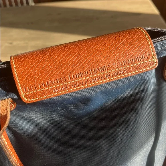 Vintage Longchamp Le Pliage “Shopping” Tote – Navy - Picture 9 of 15